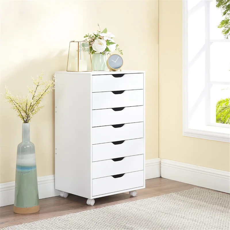 7- Drawer Office File Wooden Cabinet, for Home Office, Mobile File Cabinet, Mobile Storage Cabinet, Filing Storage Drawer
