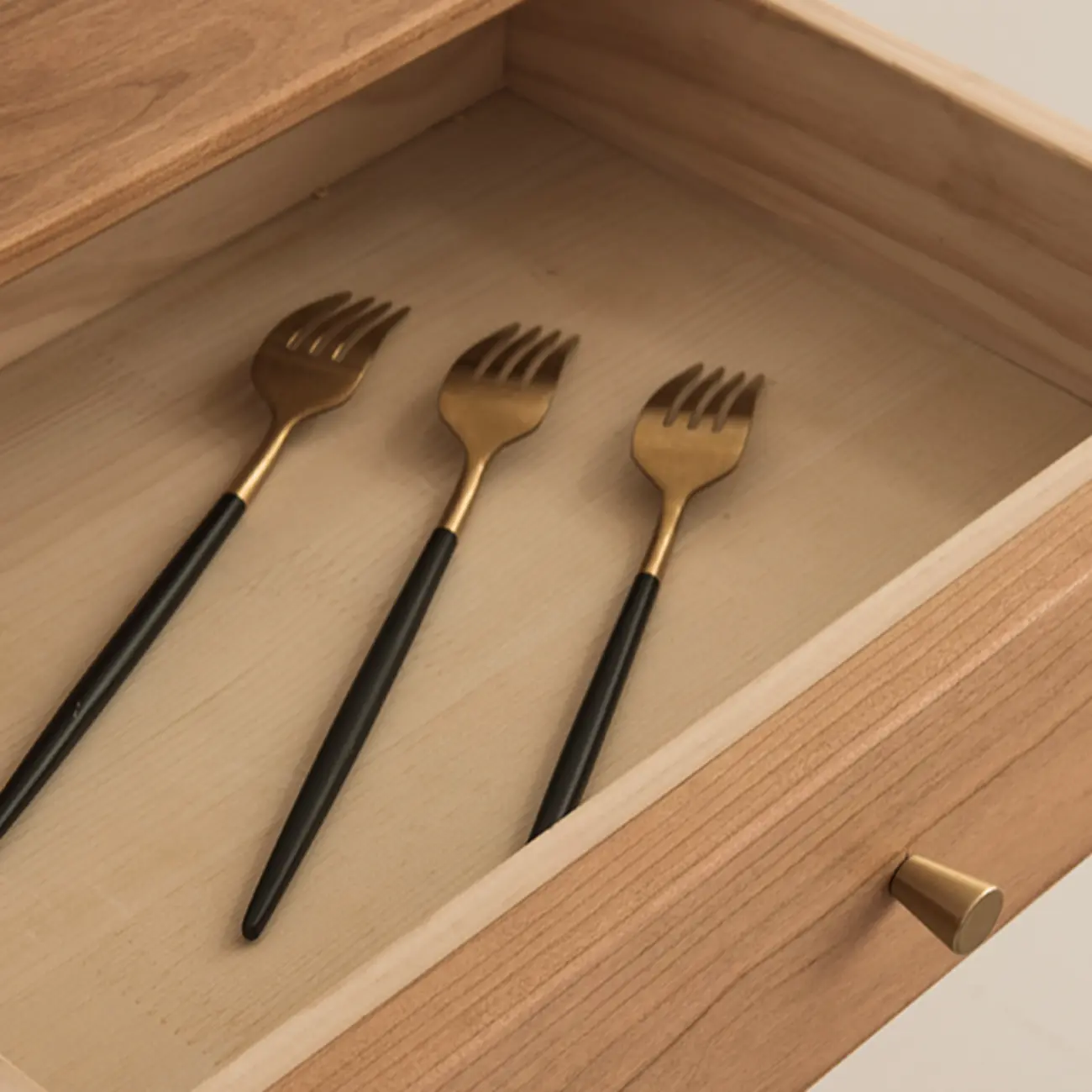 Scandinavian Natutal Wood Rattan Sideboard with Drawers