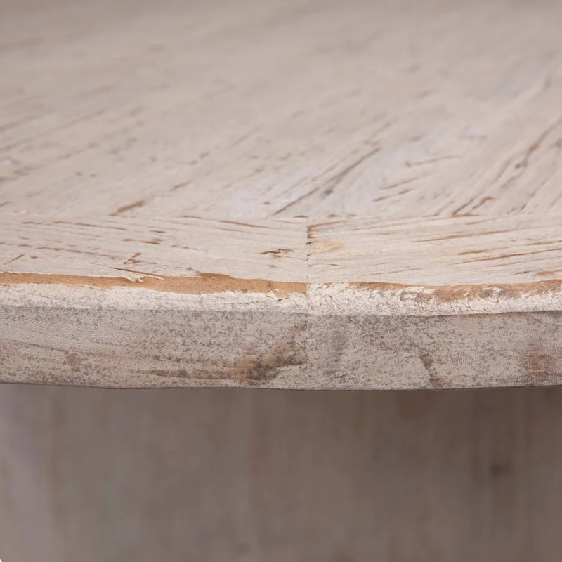 Sophia 72 Round Reclaimed Pine Modern Dining Table with Ball Pedestal Base