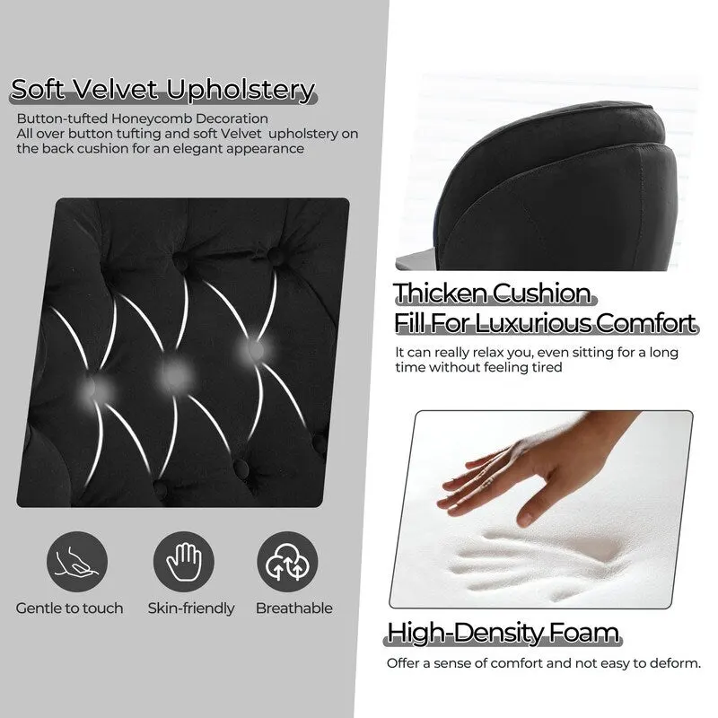 Velvet Swivel Accent Chair with Ottoman Round Reading Accent Chair Foot Stool Ottoman Set,360 Swivel,Metal Frame