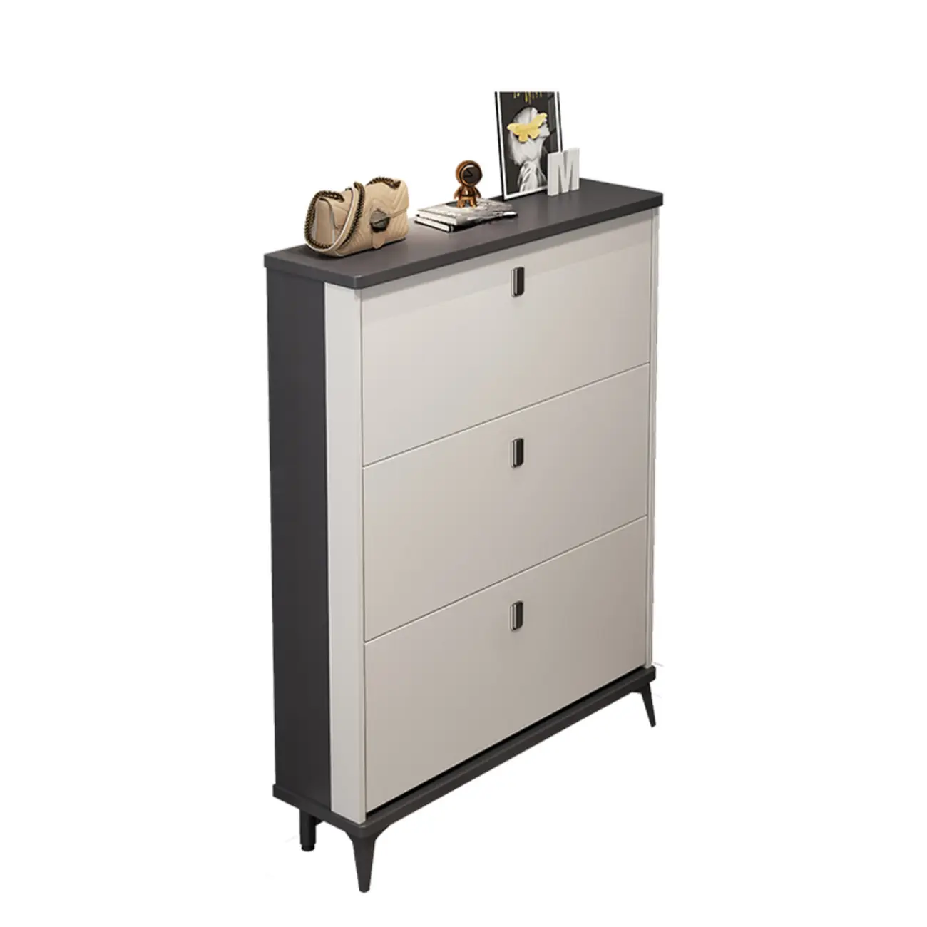 Modern Wood Shoe Cabinet with Adjustable Shelves, Entryway