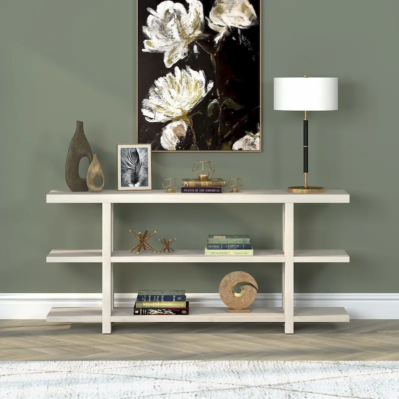 Rectangular Console Table with Storage Shelf