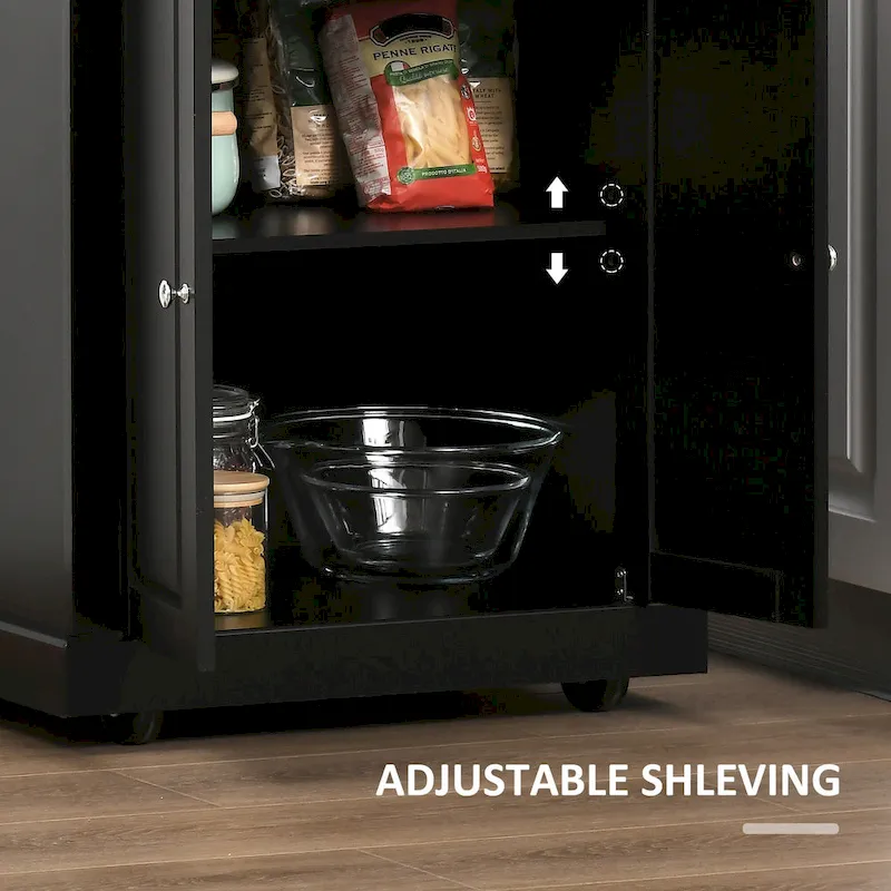 Rolling Kitchen Island Cart with Drawer and Cabinet - Black/Grey/Cream White