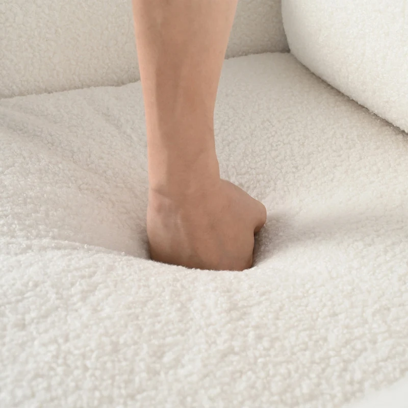 White 33.5 Upholstered Accent Chair with Walnut Legs and Curved Handrail