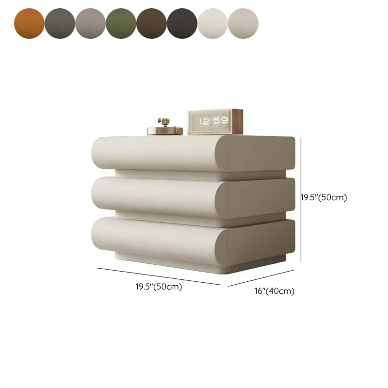 Modern White Pine Wood Leather 2-Drawer Nightstand