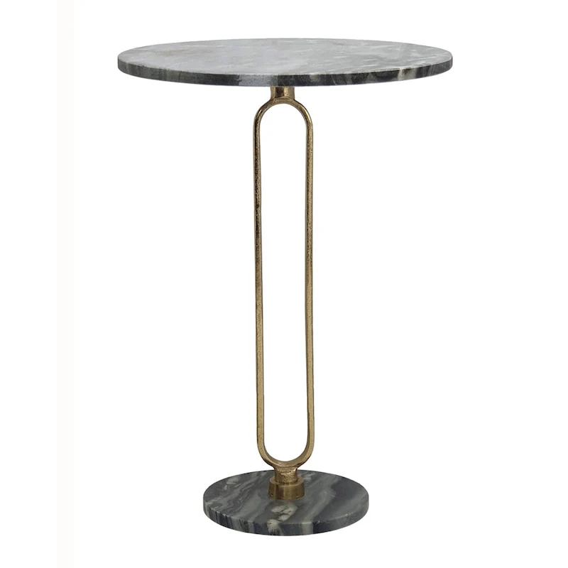 Alexus Oval Steam Marble Table - Black/Gold