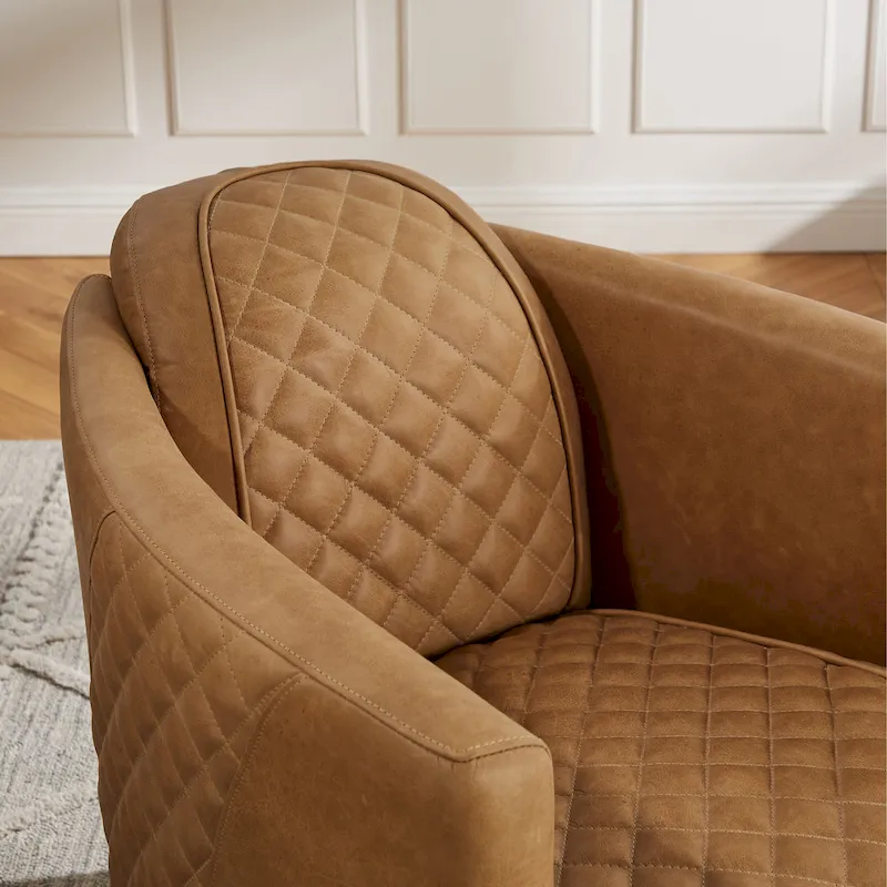 Art Leon IndustrIal Retro Top Grain Leather & Aluminum Accent Chair