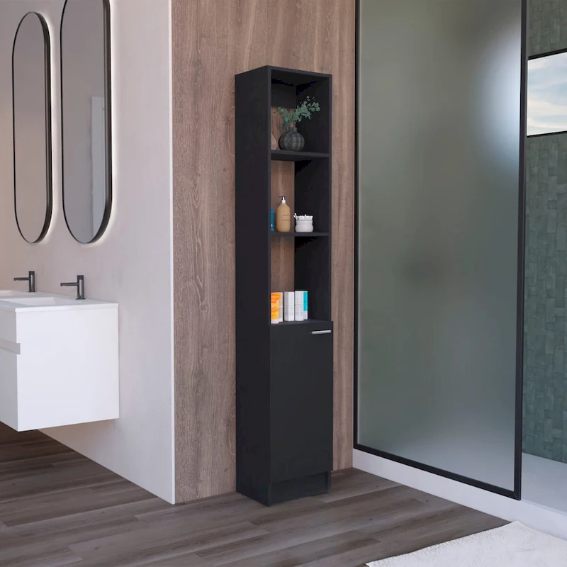 Bathroom Storage Cabinet with one Doors, Tall Bathroom Cabinet with 6 Shelves, for Bathroom, Living Room, Kitchen