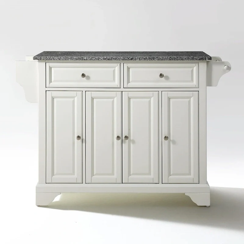 Granite Top Kitchen Island in White Finish – 18