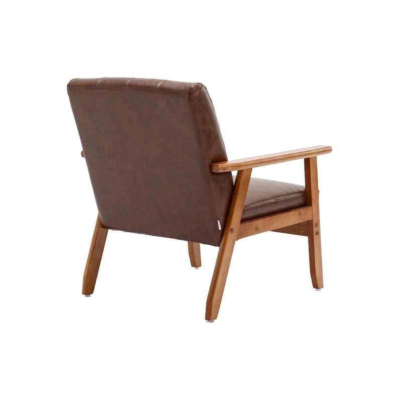 Mid-Century Modern Wooden Upholstered Accent Arm Chair