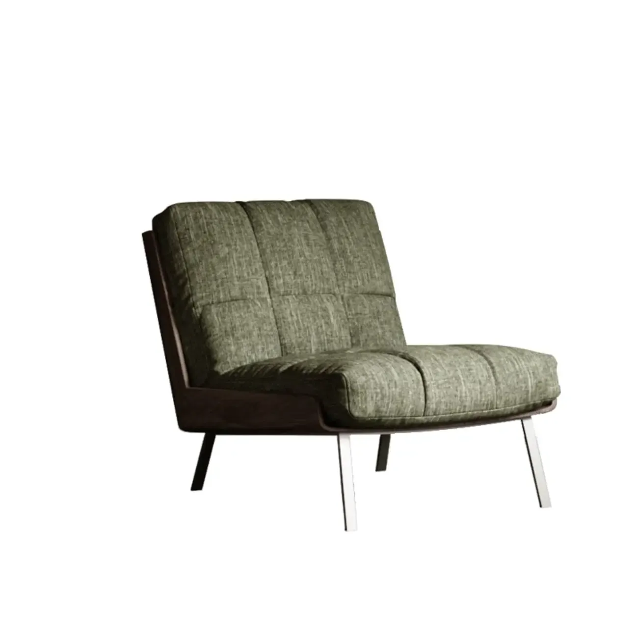 Modern Green Fabric Flared Arm Lounge Chair