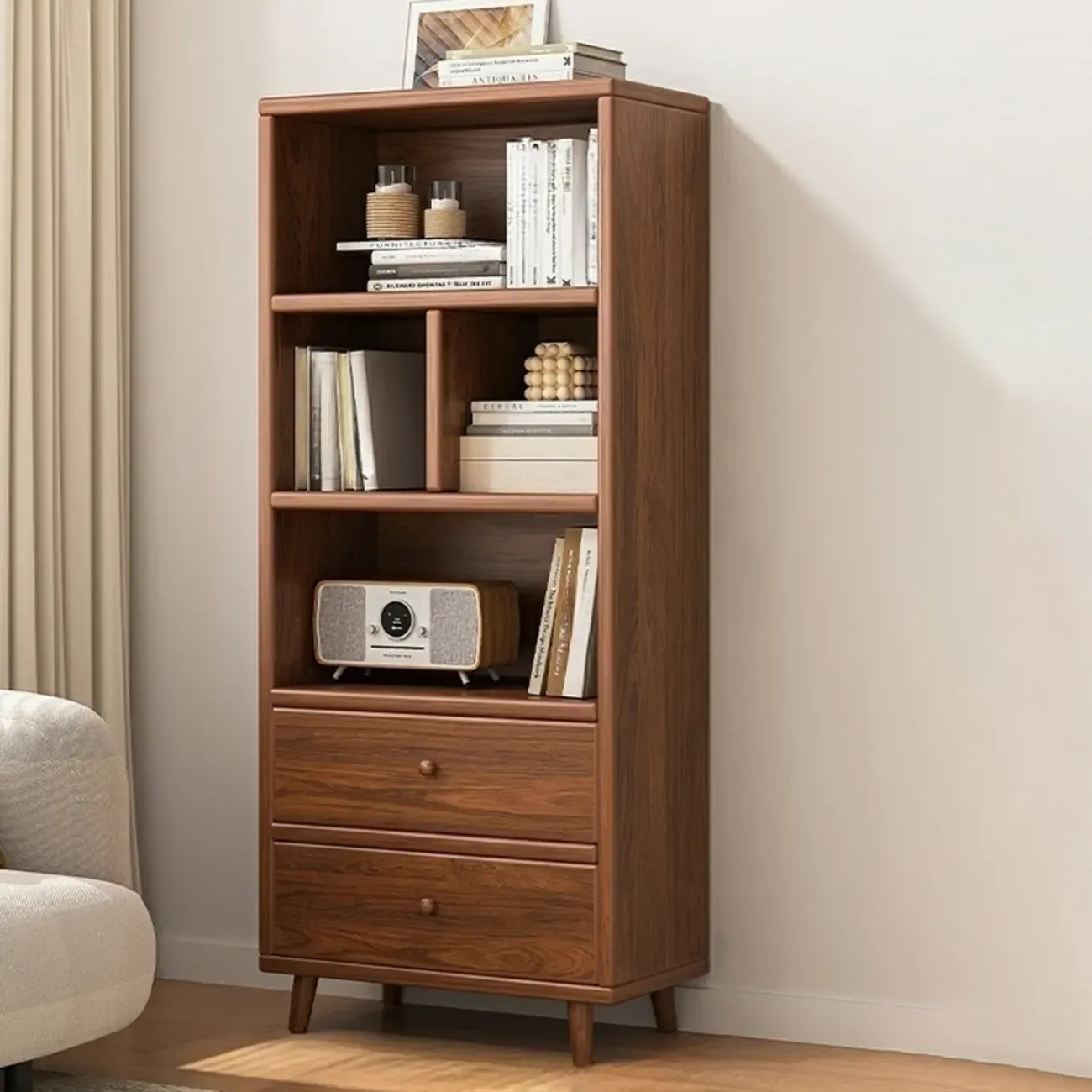 Modern Simple Brown Wood Storage Cabinet for Living Room