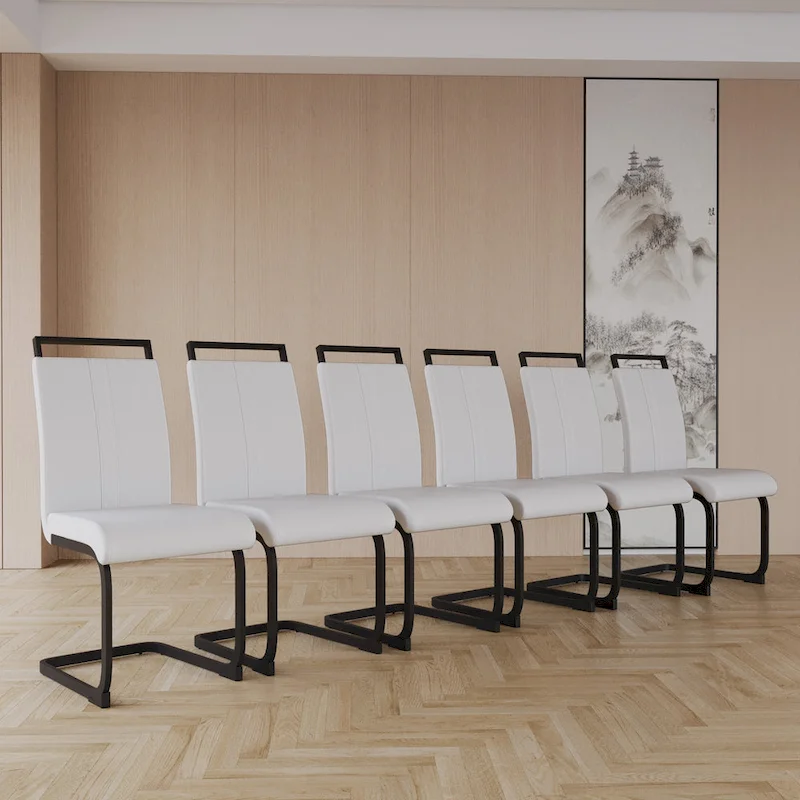 High Back Upholstered Side Chair with C-shaped Tube