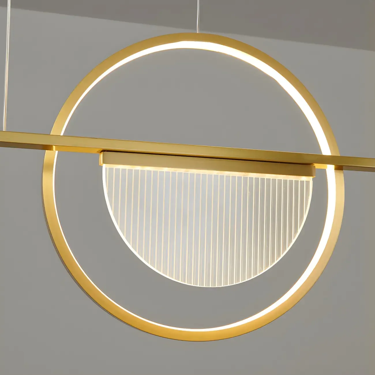 Modern Brass Semicircle Island Pendant Light