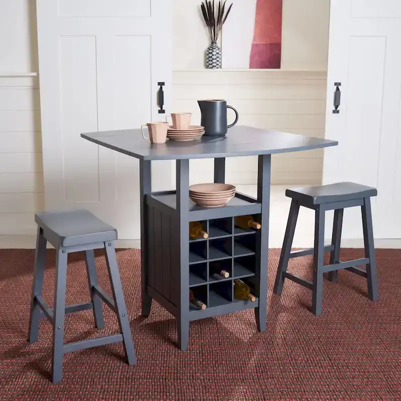 SAFAVIEH Mascha 3-Piece Set Drop Leaf Pub Table - 36 W x 36 L x 36 H - 36Wx36Dx36H