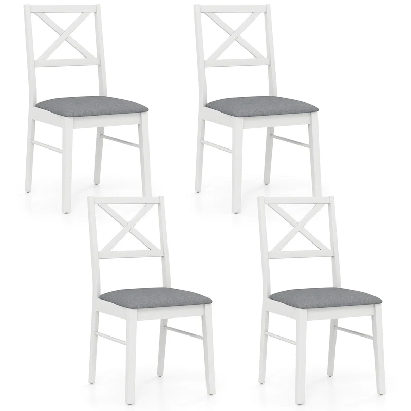 Dining Chairs Set of 4 Upholstered Kitchen Side Chairs with Rubber Wood