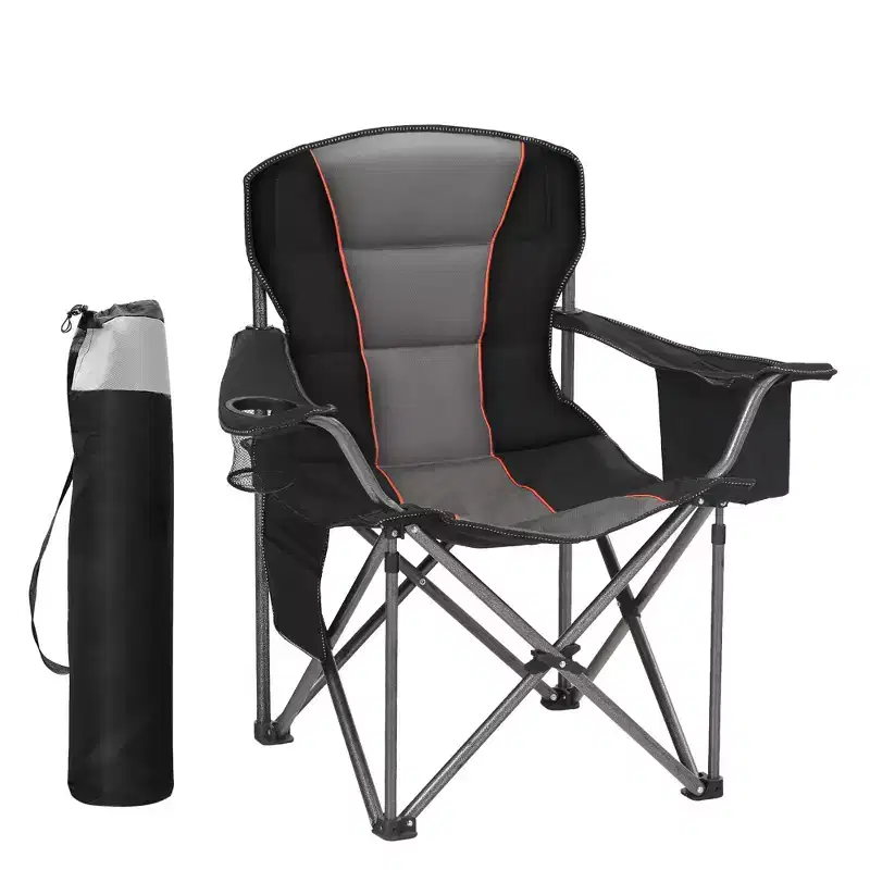 Captiva Designs Oversized Outdoor Folding Camping Chair with Steel Frame, Cup Holder & Storage, 450 lb Capacity