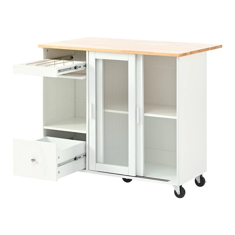 Folding Kitchen Cart with LED Lights