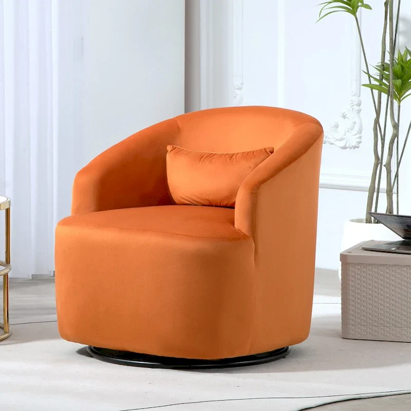 Modern Velvet Upholstered Swivel Accent Chair