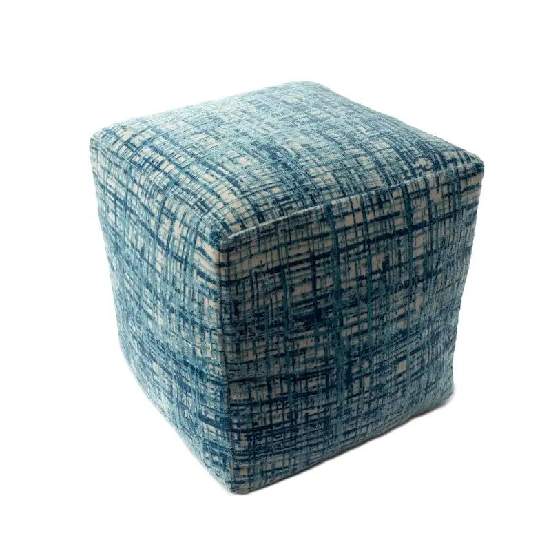 HomeRoots 18 Blue Polyester Blend Ottoman