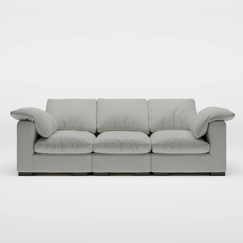 86.61  Modern Farmhouse Deep 3-Seater Sofa, Track Arm Couch, Linen Fabric Sofa