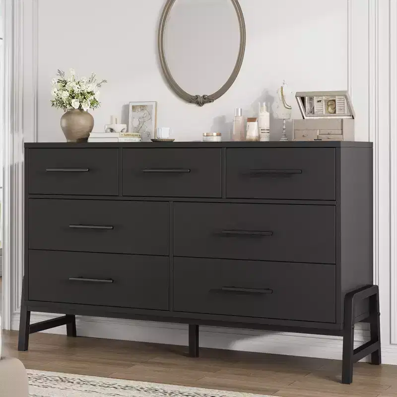Garvee 7 Dresser for Bedroom, Freestanding 52 Wide Drawer Dresser with Storage, Wooden Closet Storage Chest for Living Room, Bedroom