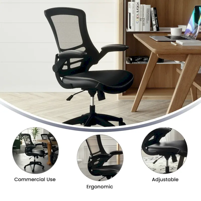 Mid-Back Mesh Swivel Ergonomic Task Office Chair with Flip-Up Arms