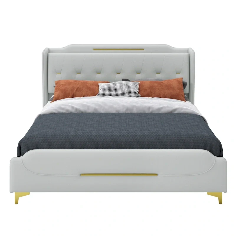Modern Soft-Upholstered PU Leather Bed