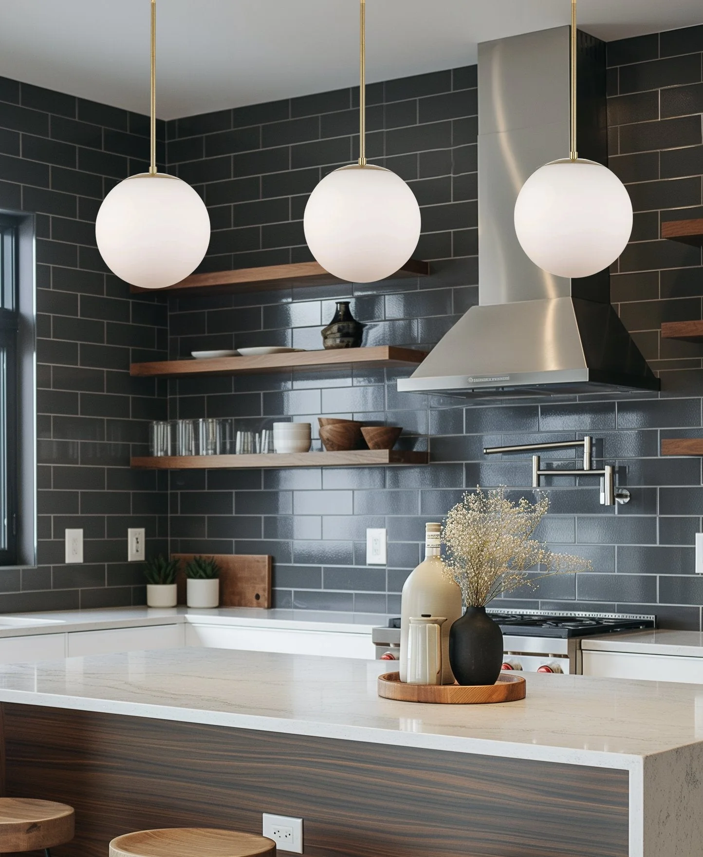 Ceres 12  Mid-Century Modern Hanging Orb Pendant Light