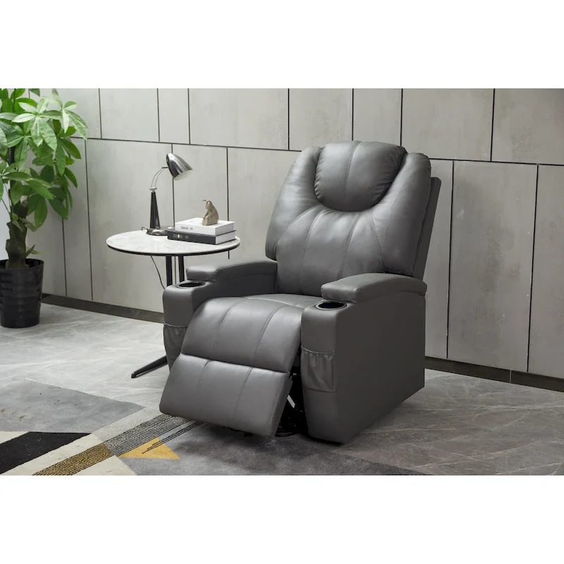 Recliner Chair Modern Recliner Sofa Faux Leather Recliners with Cup Holders, Remote Control
