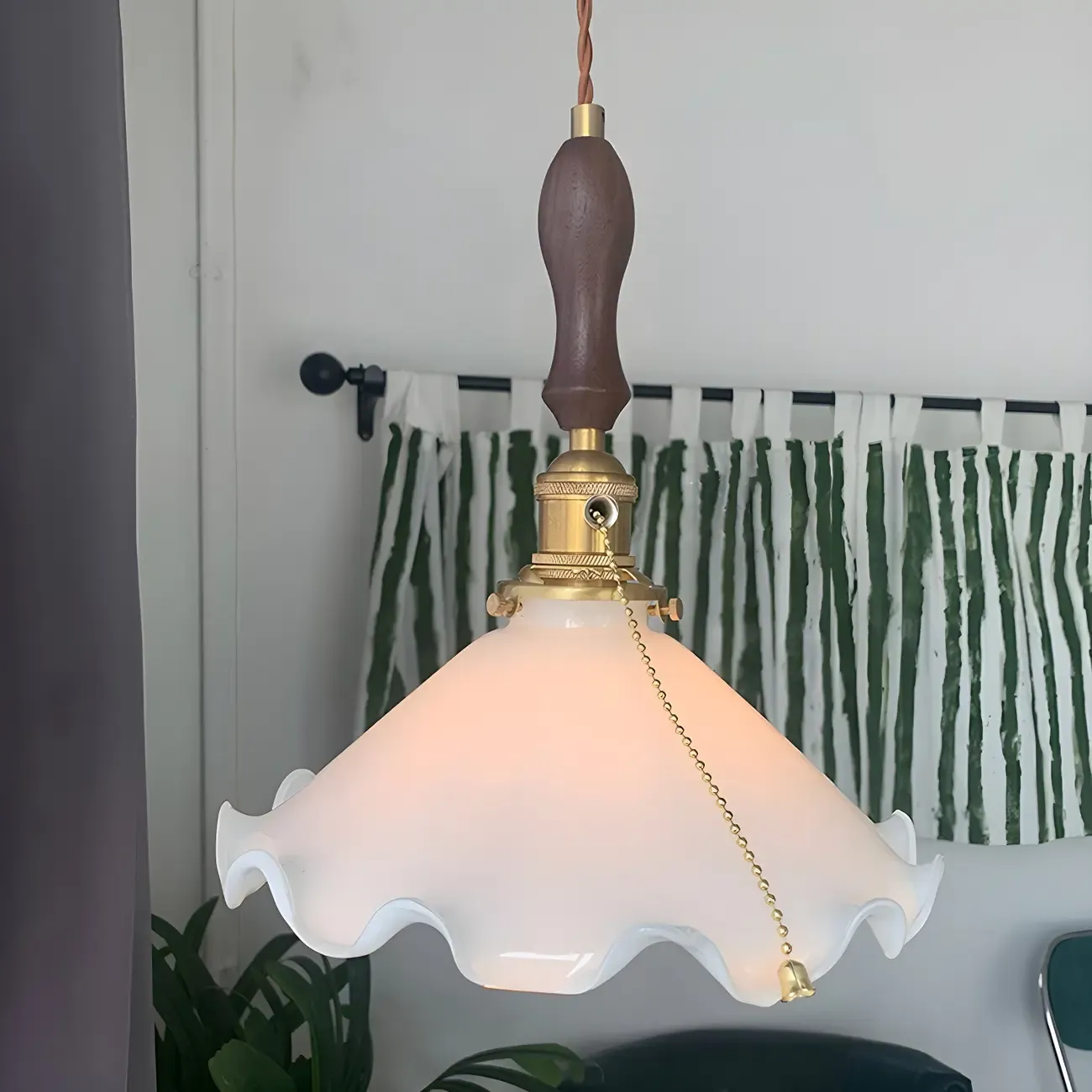 Modern Gold Accent Glass Flower Pendant Light