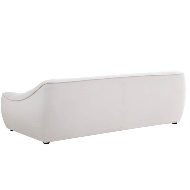 White Durable Fabric Sofa with Solid Wood Frame
