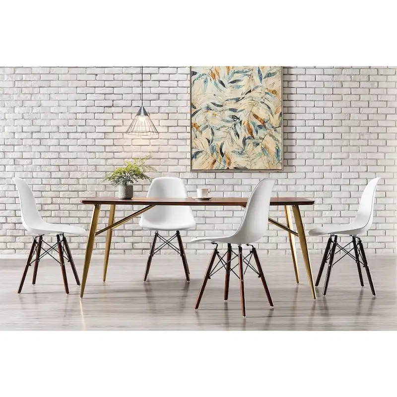 Dining Chair Set of 2 with Walnut Wood Legs