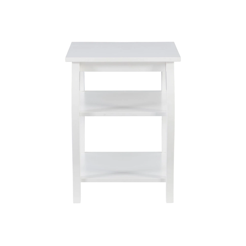Ingrid Wood Farmhouse Side Table with 2 Shelves