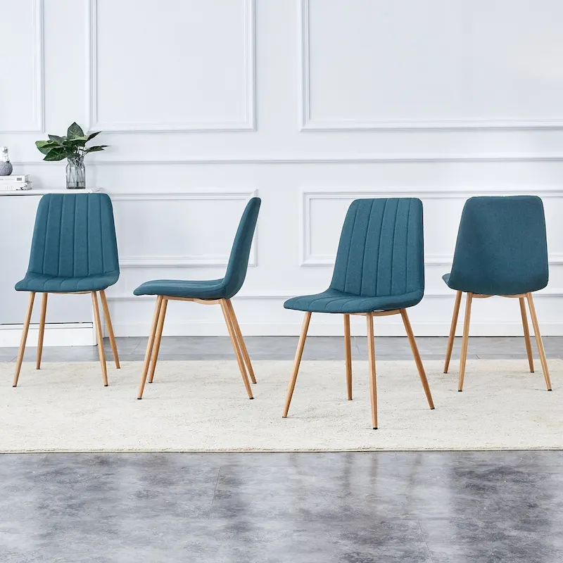 Linen Upholstered Metal Leg Side Chair (Set of 4)