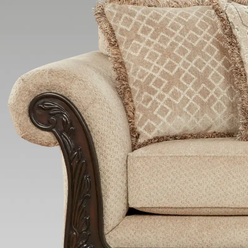 Roundhill Furniture Hernen Carved Wood Frame Loveseat