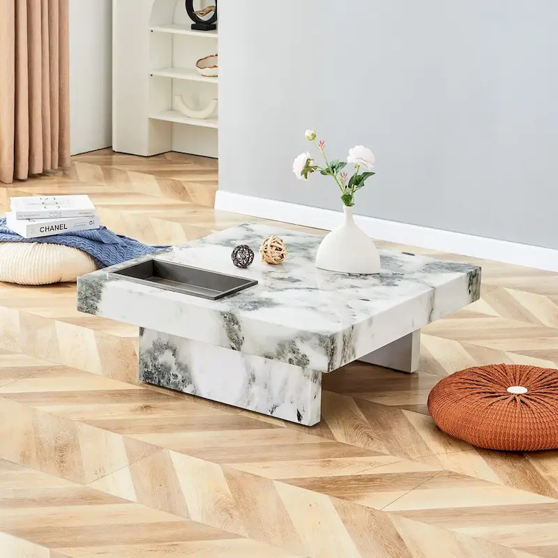 Coffee Table,Imitation Marble Pattern,Made Of Mdf Material,The Fusion Of Elegance And Natural Fashion