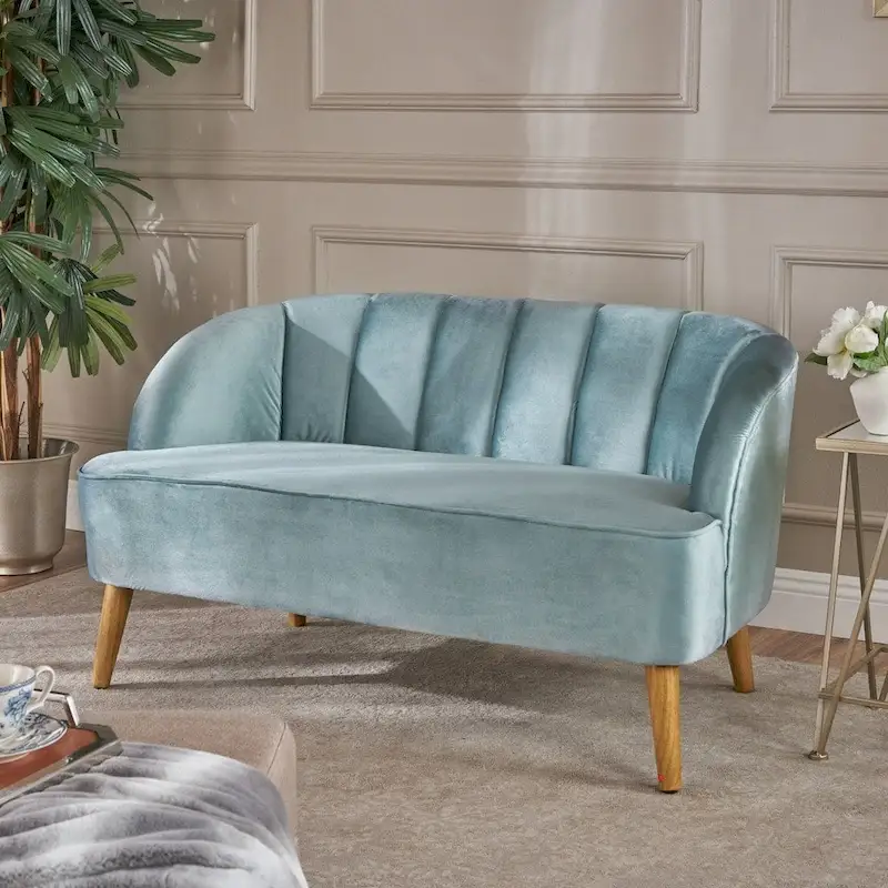 Amaia Retro Modern Velvet Loveseat Sofa by Christopher Knight Home