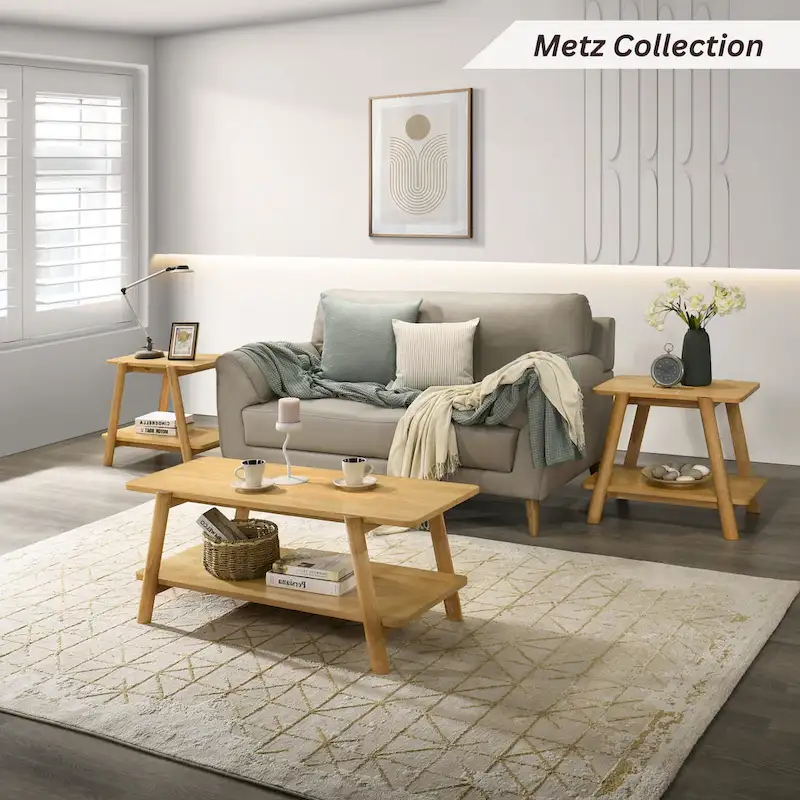 Mid-Century Modern Wood Shelf Coffee Table