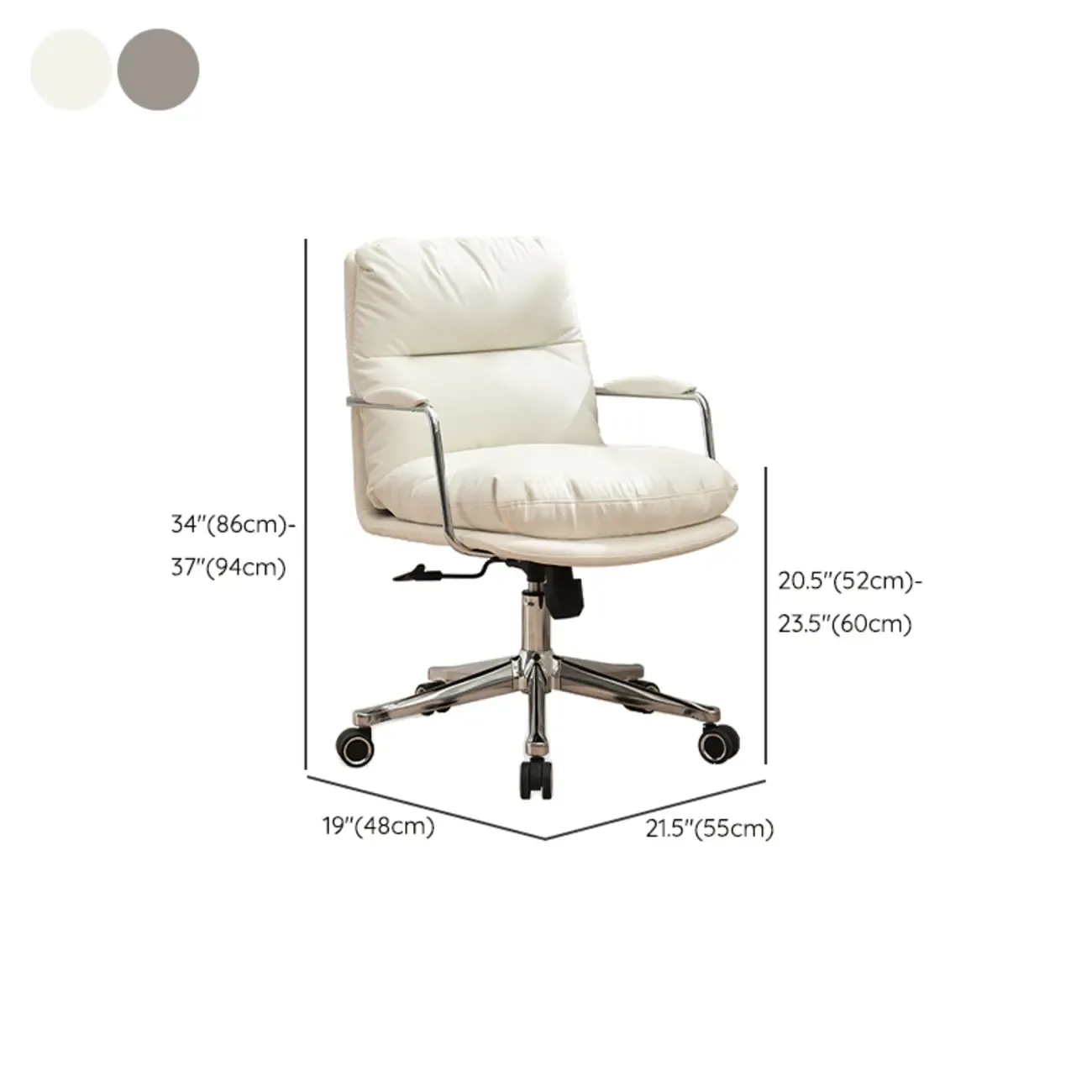 Modern Leather Mid-Back Ergonomic Swivel Office Chair