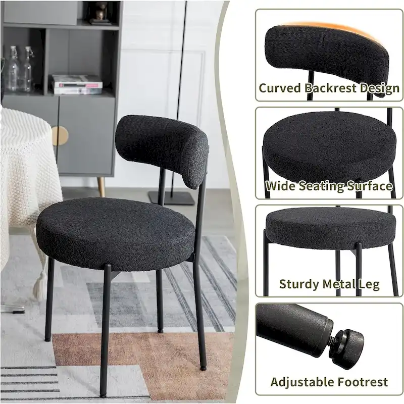 Mid-Century Modern Upholstered Boucle Dining Chairs (Set of 2/4/6)