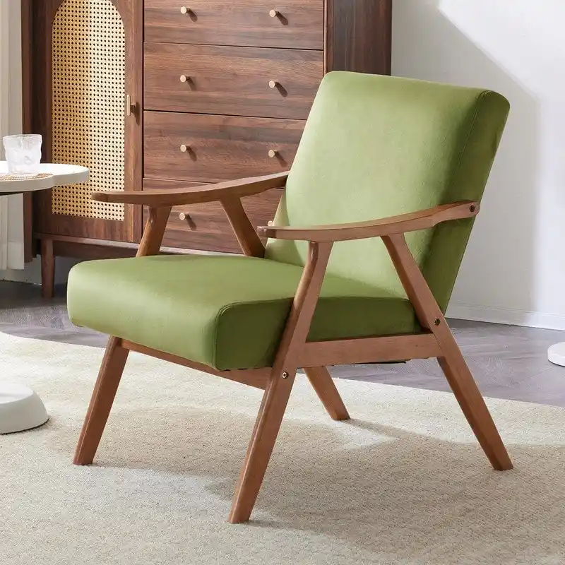 VINGLI Mid-Century Retro Modern Upholstered Lounge Chair Fabric Accent Chair Sturdy Wooden Frame Armchair