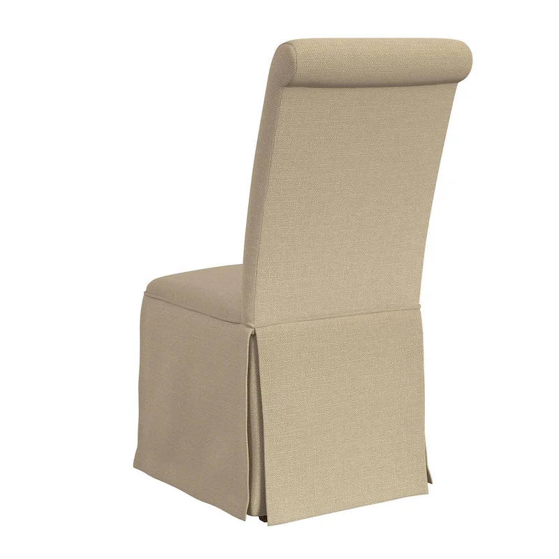 Dining Chairs Set of 2 - Tall Rolled Back, Skirted Base, Beige