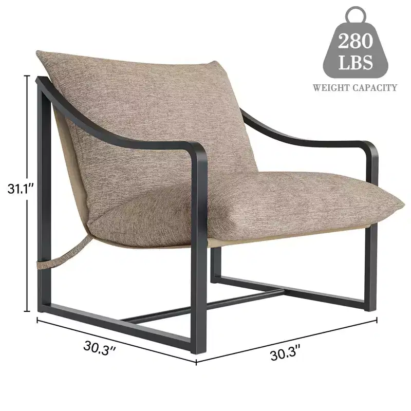 Sling Accent Chairs Set of 1/2, Modern Armchairs with Removable Cushions