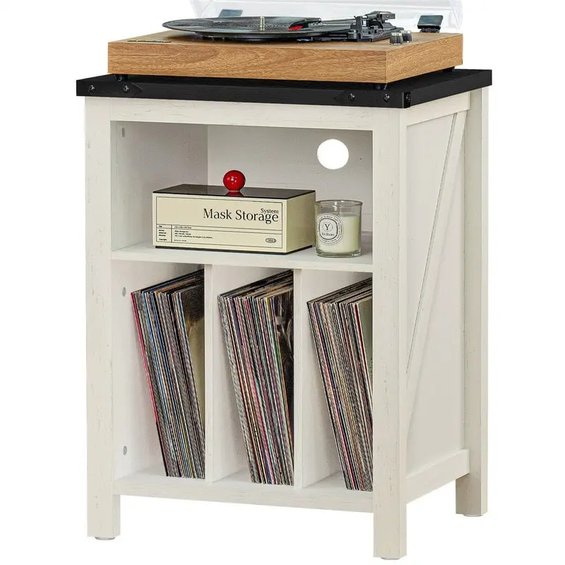Record Player Stand with Vinyl Record Storage - 15.74D x 19.68W x 29.01H