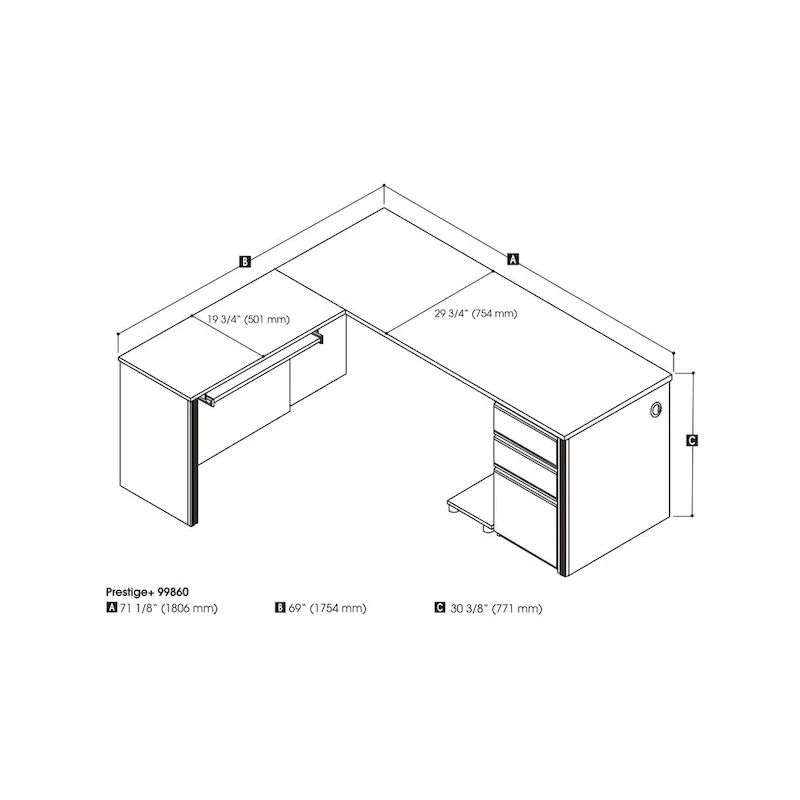 Bestar Prestige L-shaped Desk