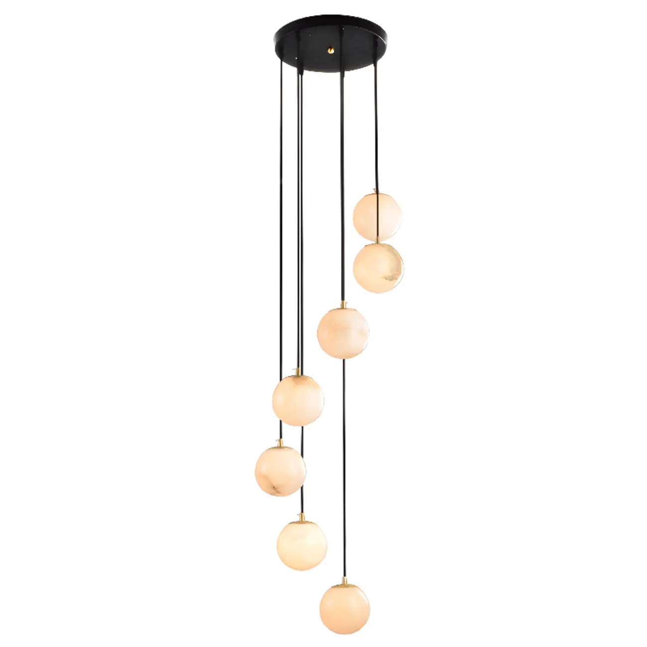 Adjustable Modern Stone Globe Rope Pendant Light