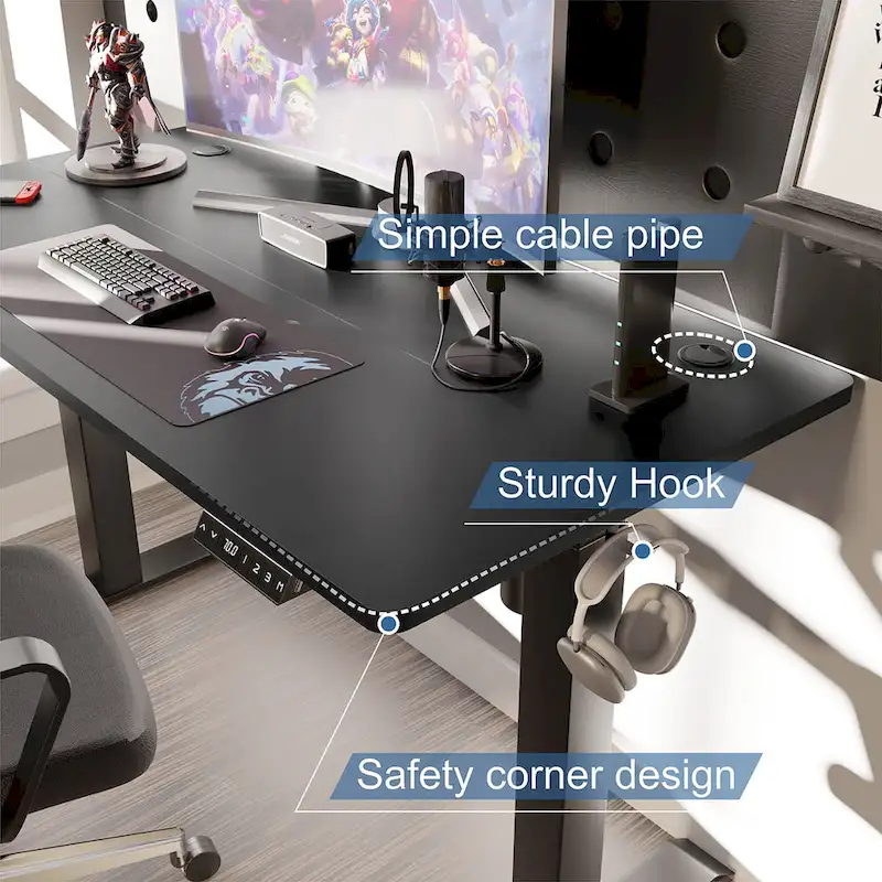 Futzca Height Adjustable Electric Standing Desk Sit Stand Computer Stand up Desk with Splice Board