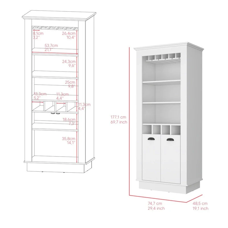 Bar Cabinet, Four built-in wine racks,Living Room, Black