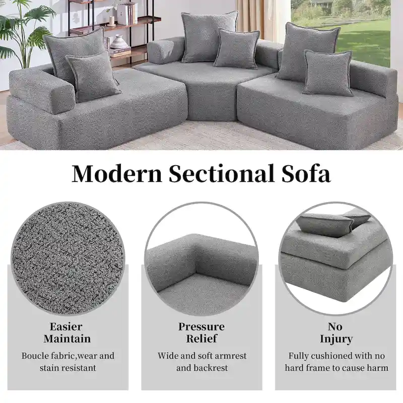 DIY Customization Boucle Upholstered Modular Sectional Sofa